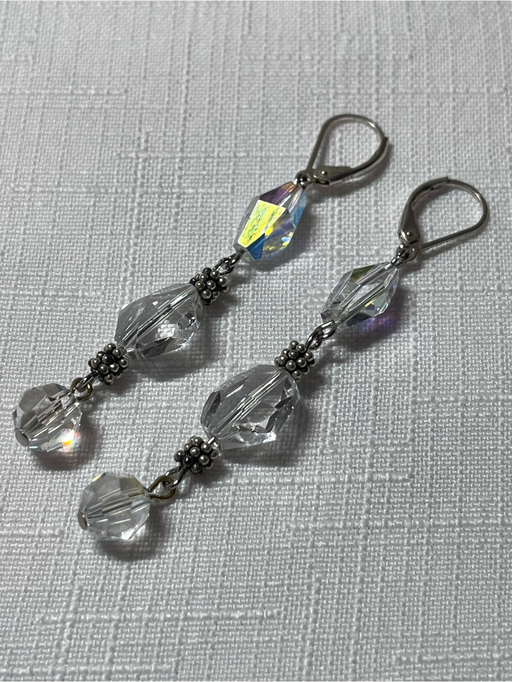 Swarovski Crystals Dangle Earrings with Aurora Borealis Accents
925 stamped